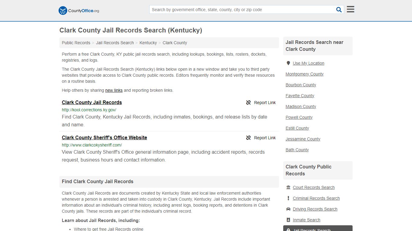Jail Records Search - Clark County, KY (Jail Rosters & Records)
